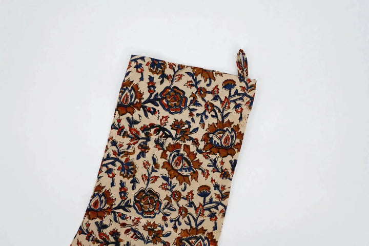 Multi Color Floral Block Print Stocking - Maple Village Lane