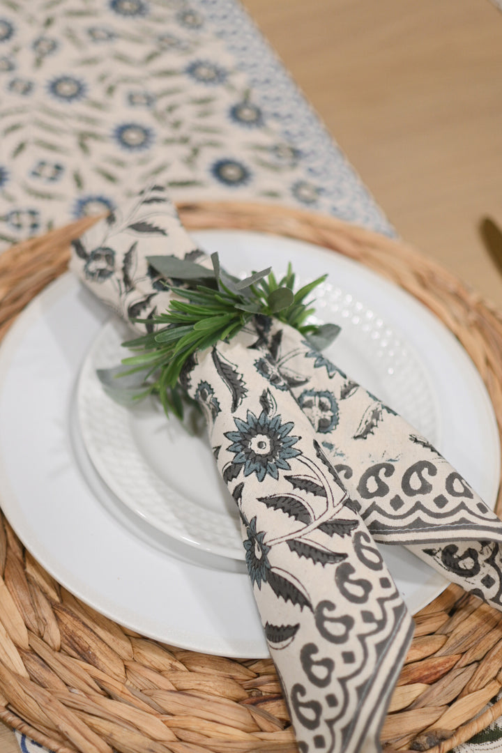 Cassis Block Print Cloth Napkins