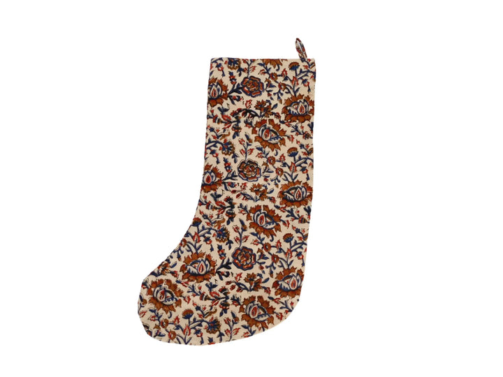 Multi Color Floral Block Print Stocking - Maple Village Lane