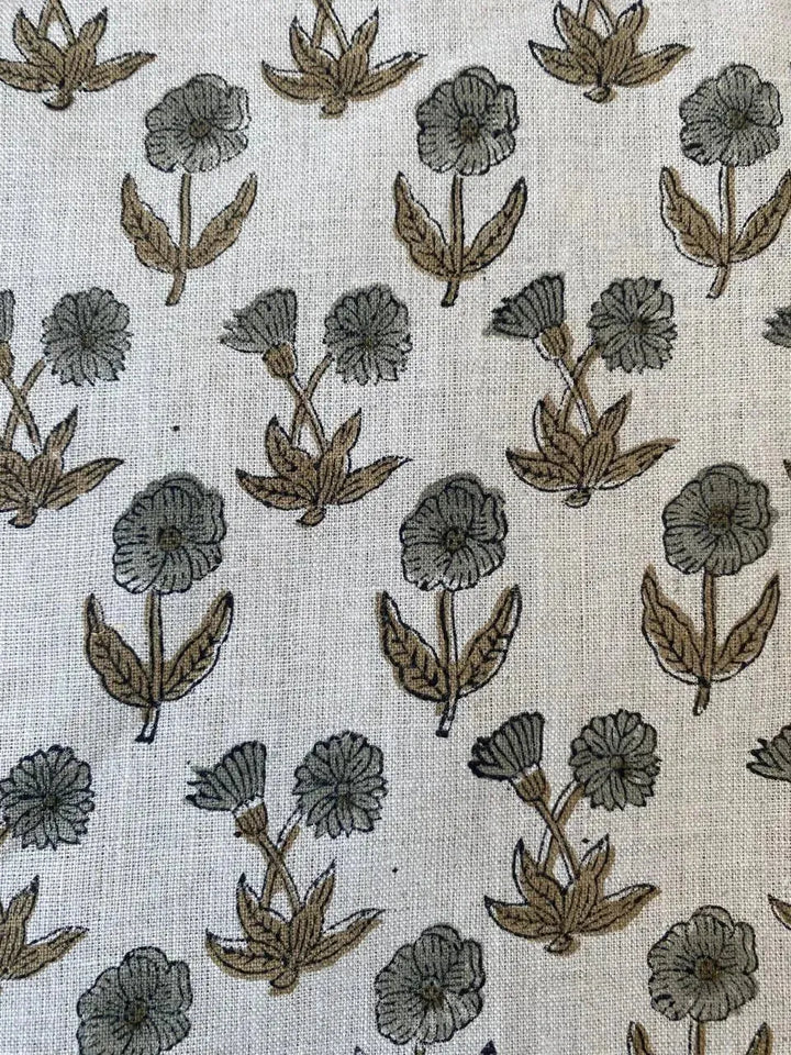 58" inches Hand Block Printed Linen Fabric , Home Decor Best Linen Fabric for decor, pillows ,upholstery, curtain - Maple Village Lane