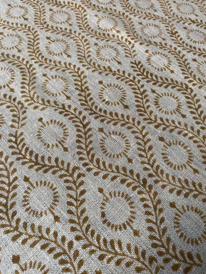 Sahara Motif Handloom Hand Block Linen Fabric - Maple Village Lane