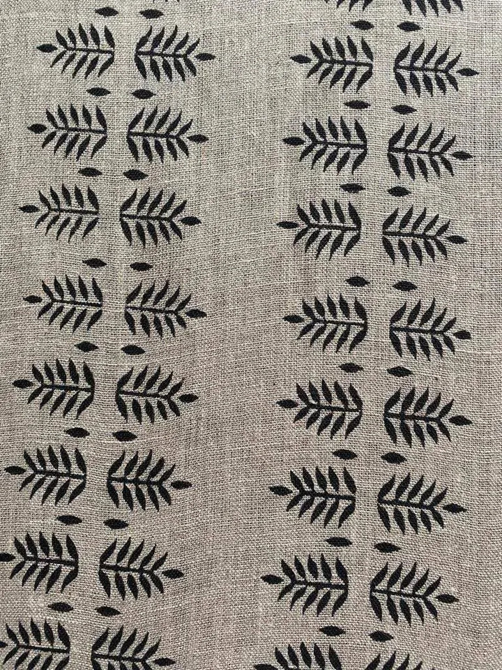 Natural Linen Fabric Indian Linen Fabric, Black colour, Block Printing Fabric, Designer Floral Printing on Fabric, Upholstery Fabric, Home - Maple Village Lane