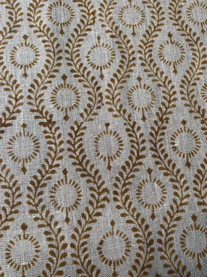 Sahara Motif Handloom Hand Block Linen Fabric - Maple Village Lane