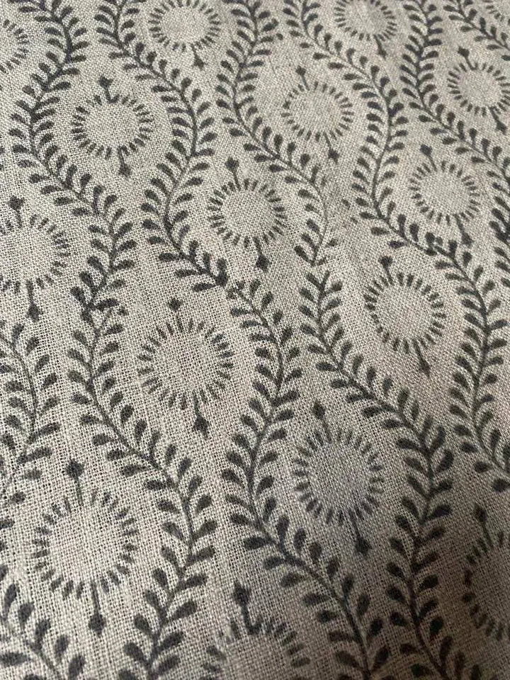 Sahara Motif Handloom Hand Block Linen Fabric - Maple Village Lane