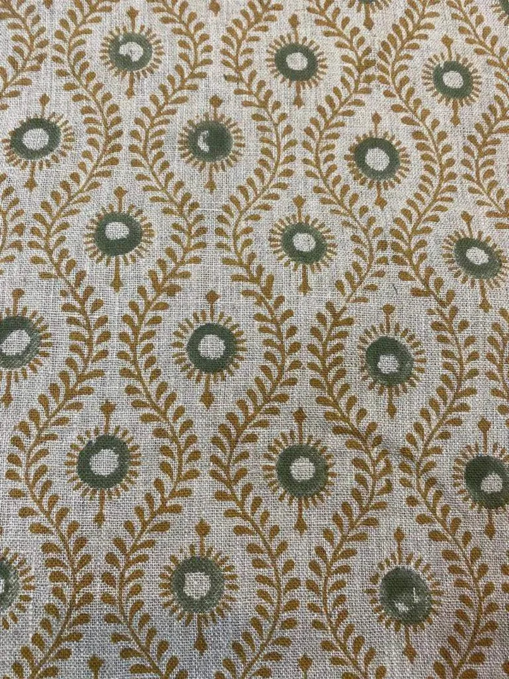 Sahara Motif Handloom Hand Block Linen Fabric - Maple Village Lane