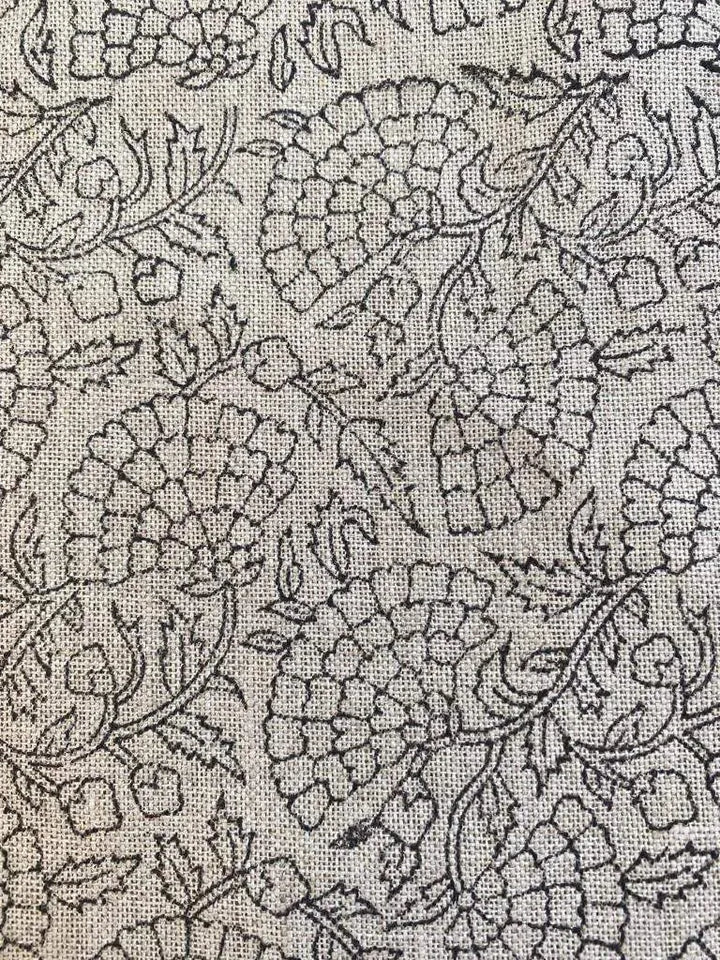 Flower Heavy linen fabric designer Indian hand block print heavy fabric pillowcases thick linen upholstery block printing art table - Maple Village Lane