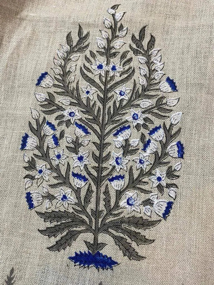 Linen fabric, Fabric by yard, Hand printed fabric, Block Print Fabric, Indian Fabric