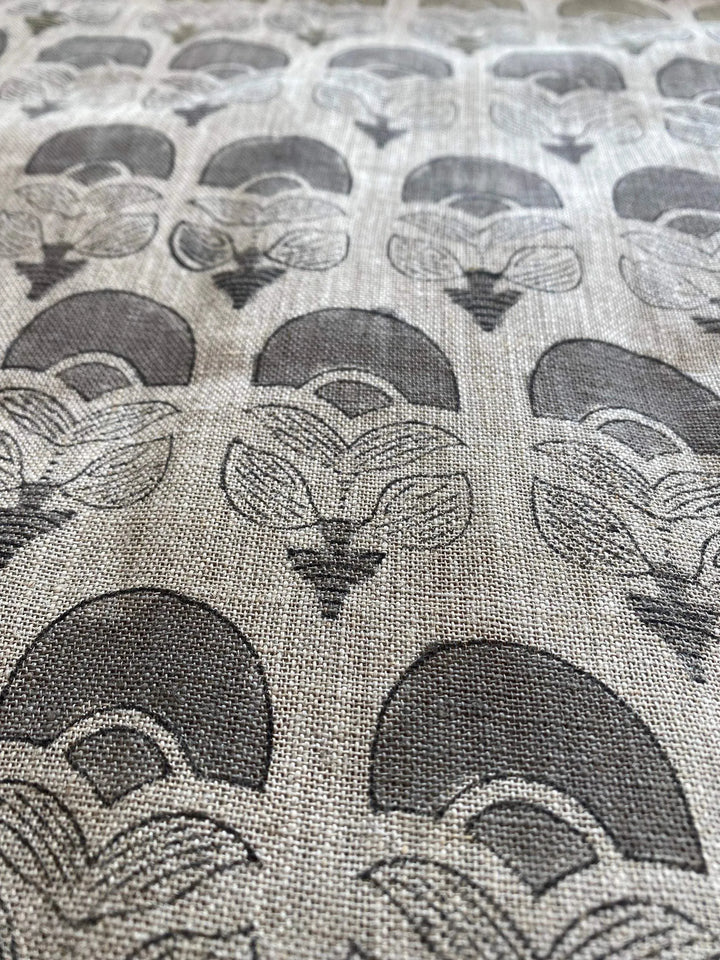 58" inches Wide Block Print Handloom Linen Fabric Upholstery Fabric, Pillow Cover Fabric, Curtains ,Craft Use Fabric, Home Decor fabric, - Maple Village Lane