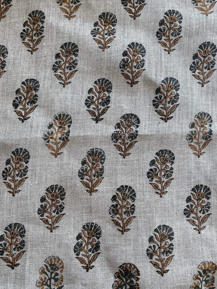 Vaqs Mustard and Olive Green hand Block Print Fabric - Maple Village Lane
