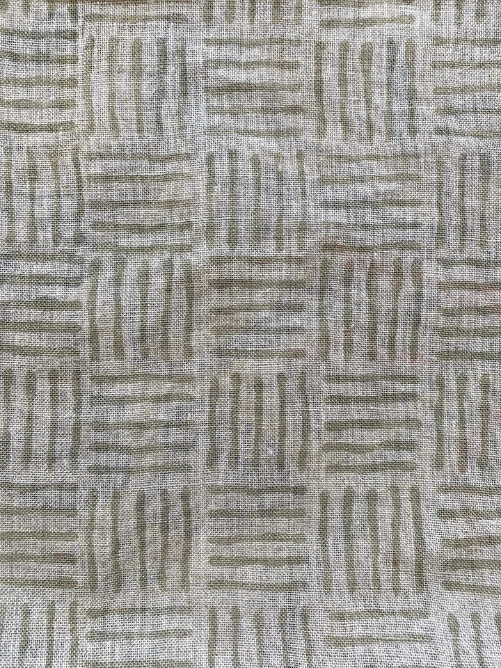 Eva Designer Hand Block Print Linen Fabric For Upholstery - Maple Village Lane