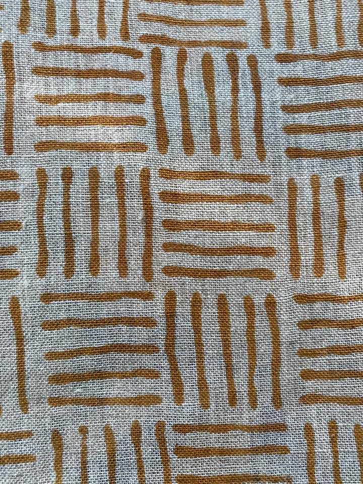 Eva Designer Hand Block Print Linen Fabric For Upholstery - Maple Village Lane