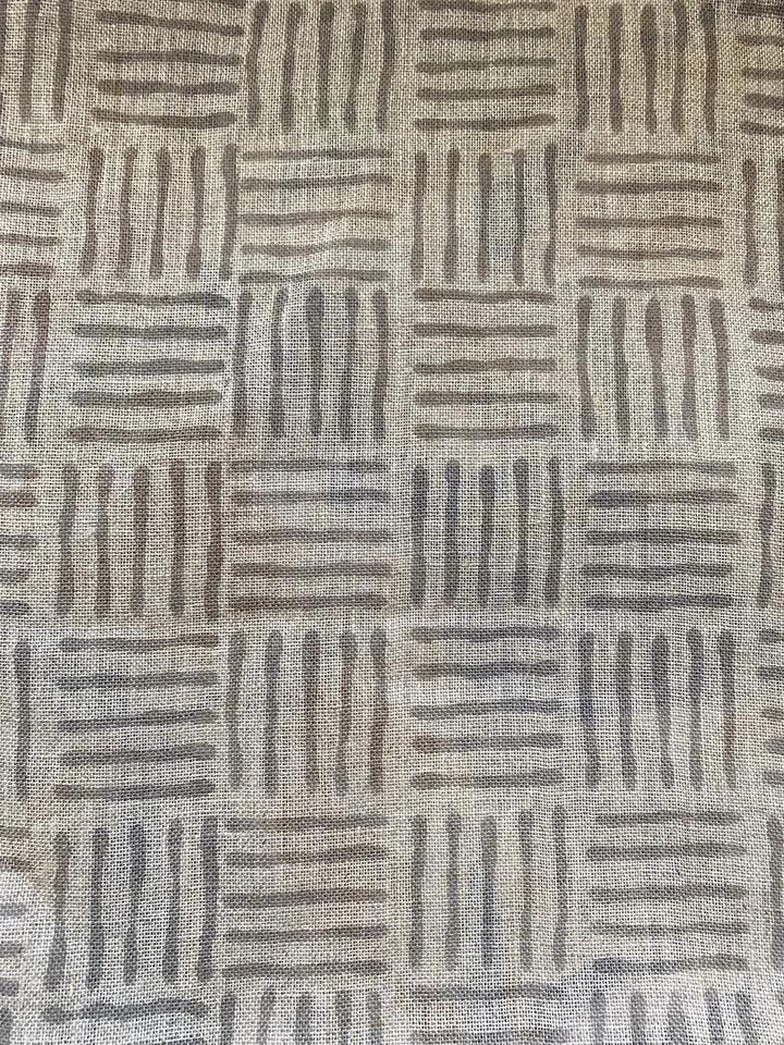 Eva Designer Hand Block Print Linen Fabric For Upholstery - Maple Village Lane