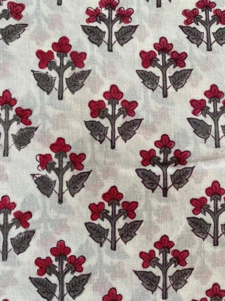 Red Flower Print Cotton Fabric, Sewing Fabric, Dressmaking banyans Fabric, Indian Fabric By The Yard,Craft Fabric, Upholstery Fabric - Maple Village Lane