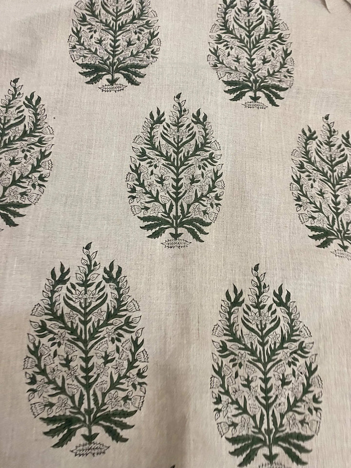 58" inches Indian Hand Block Print Fabric, Indian Linen Fabric, Block Print Fabric, Designer Floral Printing Fabric, Upholstery fabric, - Maple Village Lane