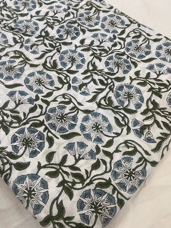 Floral print cotton fabric block print fabric dress Vegetable dyed Indian fabric robe fabric by yard women's clothing, Sewing Fabric - Maple Village Lane