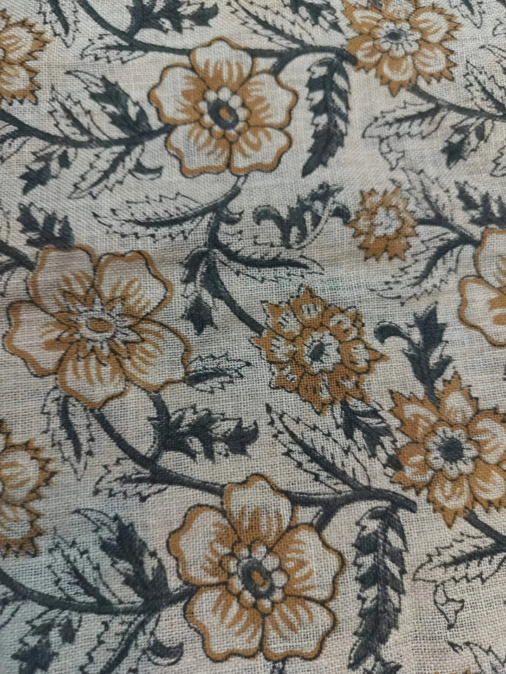 58" inches Indian Hand Block Print Fabric, Indian Linen Fabric, Block Print Fabric, Designer Floral Printing Fabric, Upholstery fabric, - Maple Village Lane