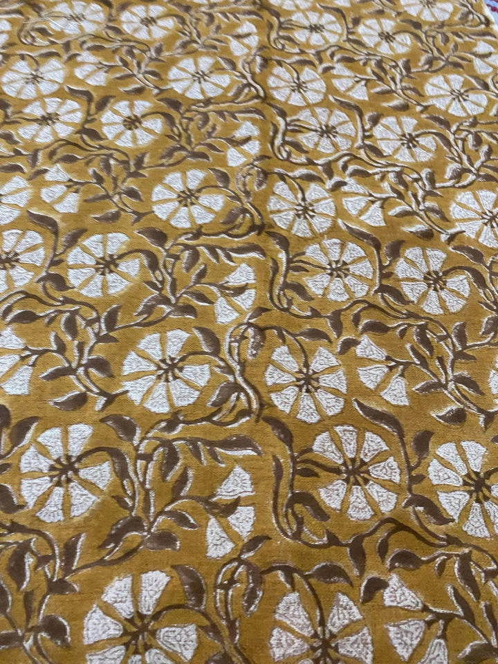 58" inches Hand Block Printed Linen Fabric , Home Decor Best Linen Fabric for decor, pillows ,upholstery, curtain - Maple Village Lane