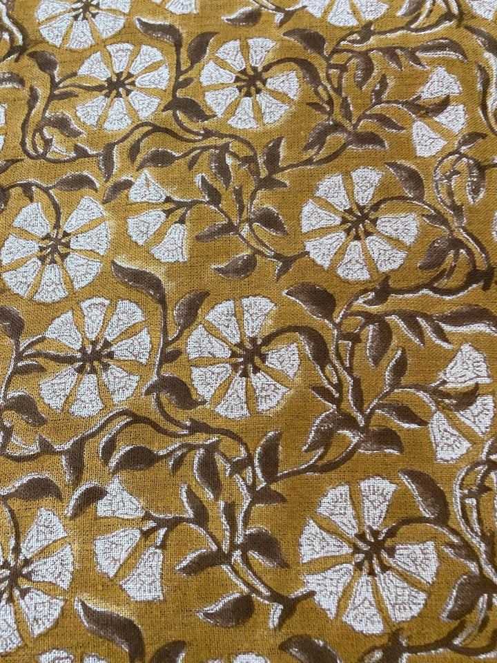 58" inches Hand Block Printed Linen Fabric , Home Decor Best Linen Fabric for decor, pillows ,upholstery, curtain - Maple Village Lane