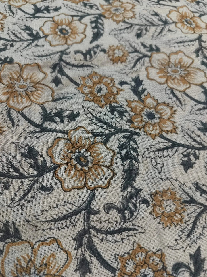 58" inches Indian Hand Block Print Fabric, Indian Linen Fabric, Block Print Fabric, Designer Floral Printing Fabric, Upholstery fabric, - Maple Village Lane