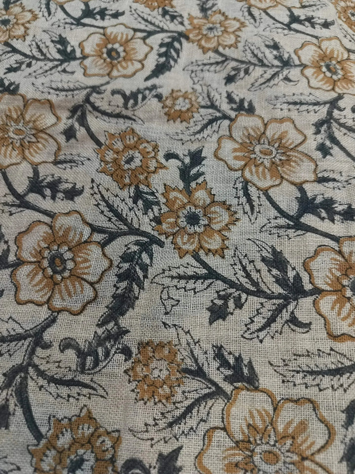 58" inches Indian Hand Block Print Fabric, Indian Linen Fabric, Block Print Fabric, Designer Floral Printing Fabric, Upholstery fabric, - Maple Village Lane