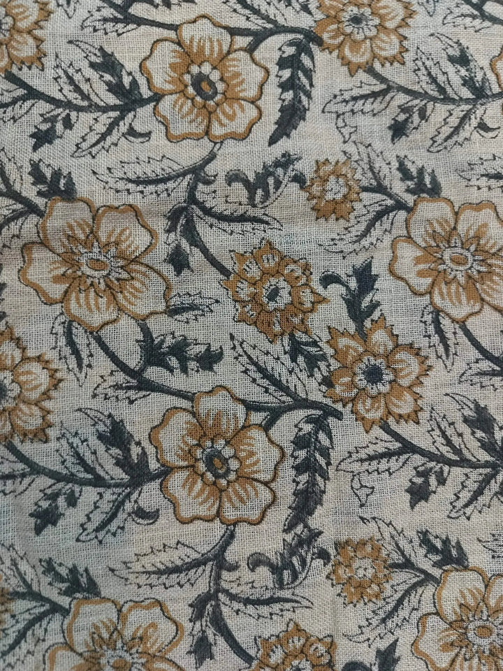58" inches Indian Hand Block Print Fabric, Indian Linen Fabric, Block Print Fabric, Designer Floral Printing Fabric, Upholstery fabric, - Maple Village Lane
