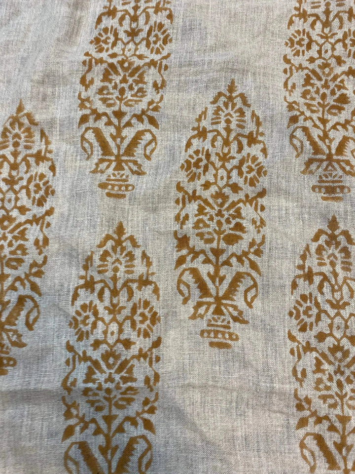 58" inches Indian Hand Block Print Fabric, Indian Linen Fabric, Block Print Fabric, Designer Floral Printing Fabric, Upholstery fabric, - Maple Village Lane