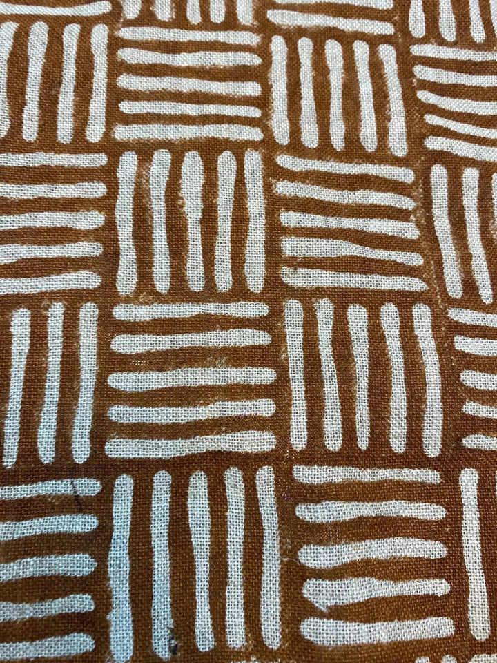 Eva Designer Hand Block Print Linen Fabric For Upholstery - Maple Village Lane