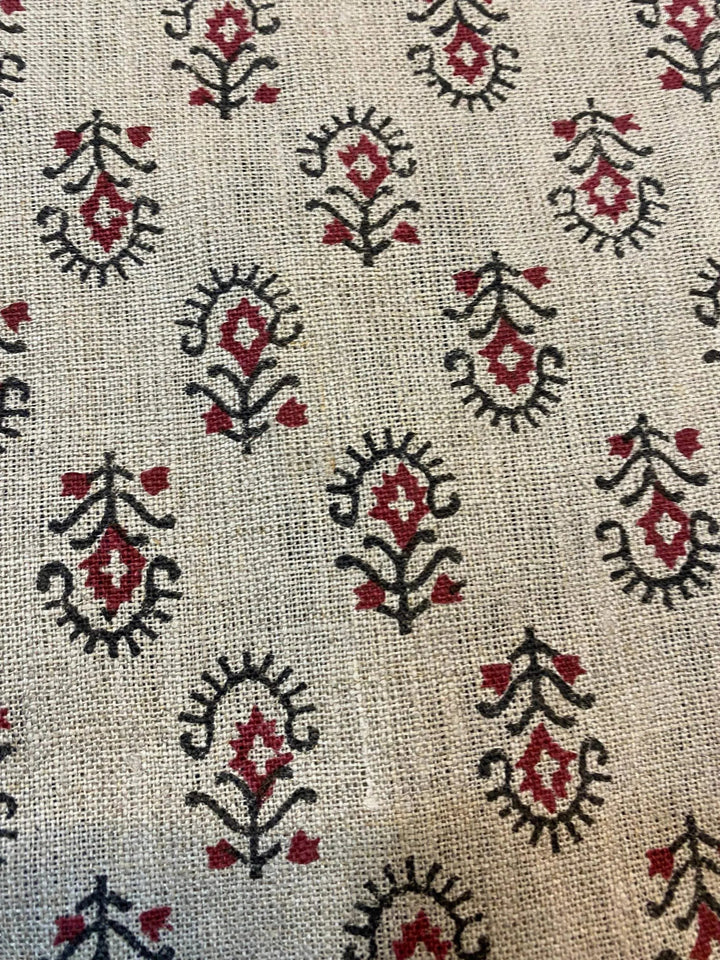 58" inches Hand Block Printed Linen Fabric , Home Decor Best Linen Fabric for decor, pillows ,upholstery, curtain - Maple Village Lane