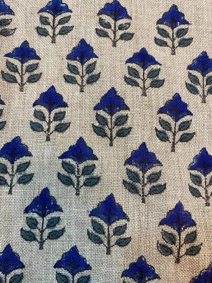 58" inches Indian Hand Block Print Fabric, Indian Linen Fabric, Block Print Fabric, Designer Floral Printing Fabric, Upholstery fabric, - Maple Village Lane