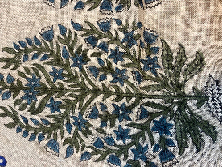 Hugh Hand Block Print Designer Linen Fabric for Upholstery - Maple Village Lane