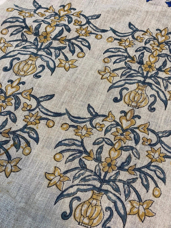 Linen fabric, Fabric by yard, Hand printed fabric, Block Print Fabric, Indian Fabric