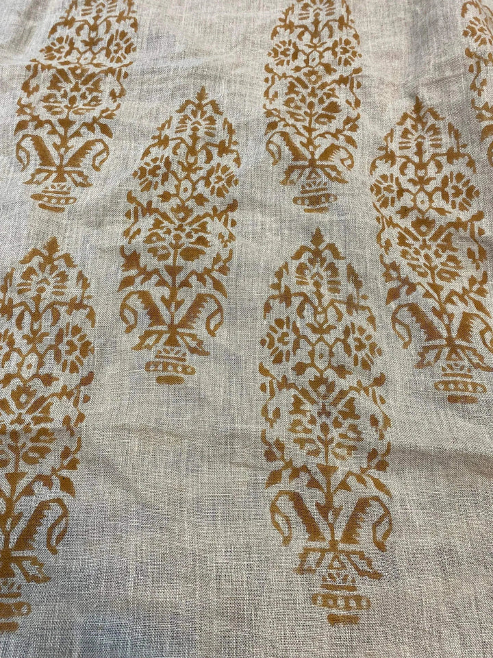 58" inches Indian Hand Block Print Fabric, Indian Linen Fabric, Block Print Fabric, Designer Floral Printing Fabric, Upholstery fabric, - Maple Village Lane