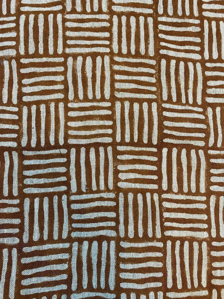 Eva Designer Hand Block Print Linen Fabric For Upholstery - Maple Village Lane