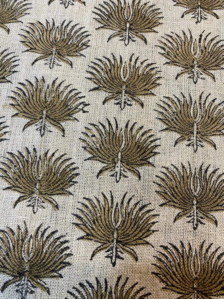 58" inches Hand Block Printed Linen Fabric , Home Decor Best Linen Fabric for decor, pillows ,upholstery, curtain - Maple Village Lane
