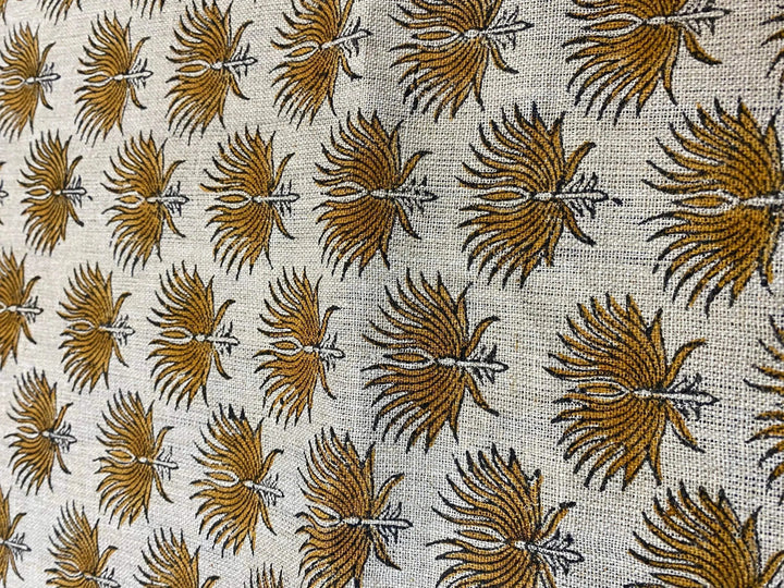58" inches Hand Block Printed Linen Fabric , Home Decor Best Linen Fabric for decor, pillows ,upholstery, curtain - Maple Village Lane