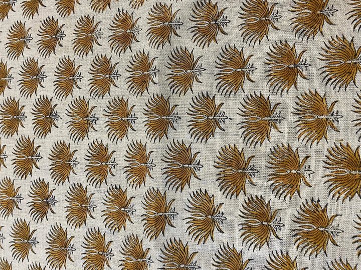 58" inches Hand Block Printed Linen Fabric , Home Decor Best Linen Fabric for decor, pillows ,upholstery, curtain - Maple Village Lane