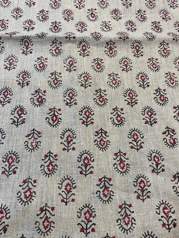 Linen fabric, Fabric by yard, Hand printed fabric, Block Print Fabric, Indian Fabric
