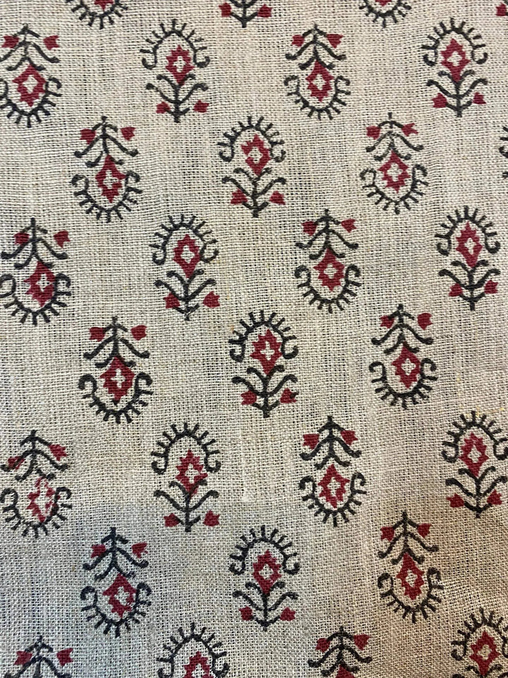 58" inches Hand Block Printed Linen Fabric , Home Decor Best Linen Fabric for decor, pillows ,upholstery, curtain - Maple Village Lane