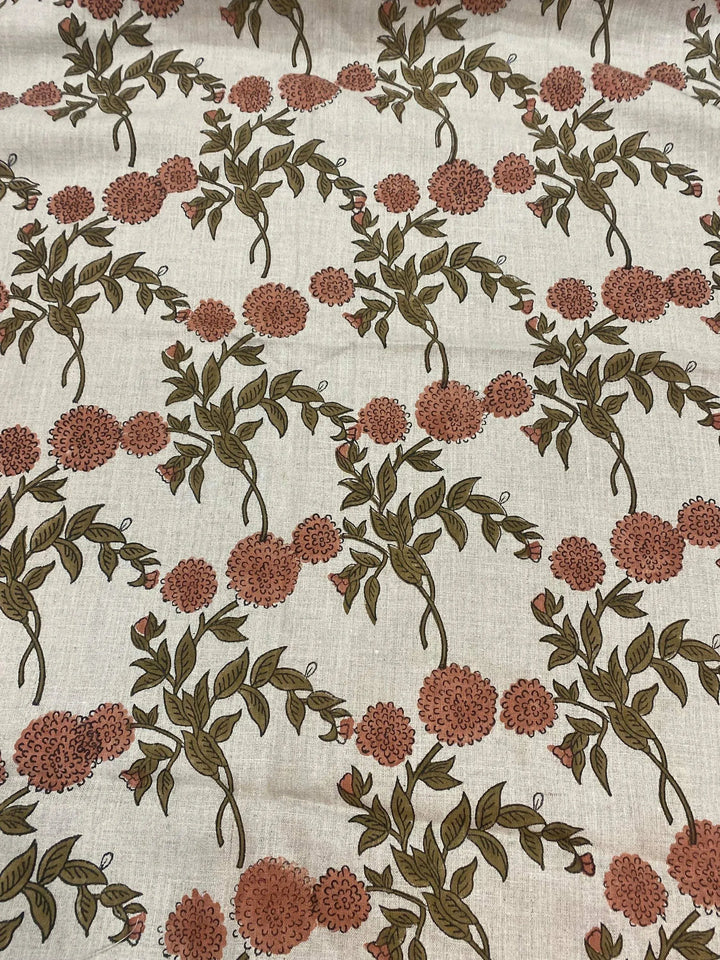 58" inches Indian Hand Block Print Fabric, Indian Linen Fabric, Block Print Fabric, Designer Floral Printing Fabric, Upholstery fabric, - Maple Village Lane