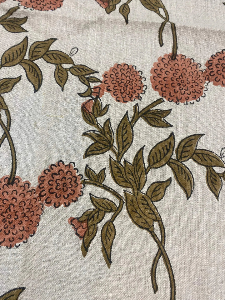 58" inches Indian Hand Block Print Fabric, Indian Linen Fabric, Block Print Fabric, Designer Floral Printing Fabric, Upholstery fabric, - Maple Village Lane