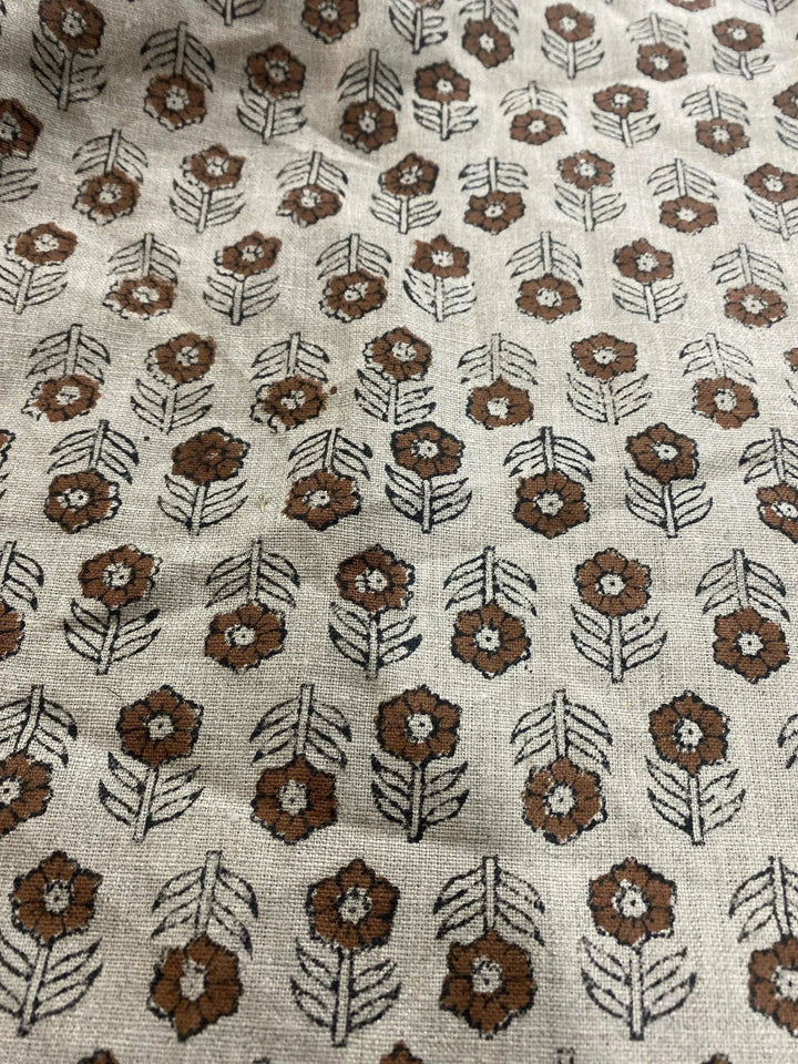 58" inches Hand Block Printed Linen Fabric , Home Decor Best Linen Fabric for decor, pillows ,upholstery, curtain - Maple Village Lane