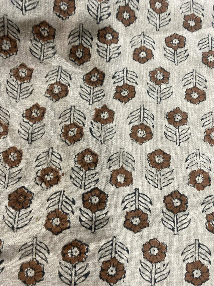 58" inches Hand Block Printed Linen Fabric , Home Decor Best Linen Fabric for decor, pillows ,upholstery, curtain - Maple Village Lane