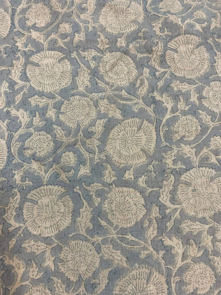 58" inches Hand Block Printed Linen Fabric , Home Decor Best Linen Fabric for decor, pillows ,upholstery, curtain - Maple Village Lane