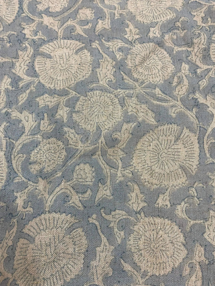 58" inches Hand Block Printed Linen Fabric , Home Decor Best Linen Fabric for decor, pillows ,upholstery, curtain - Maple Village Lane