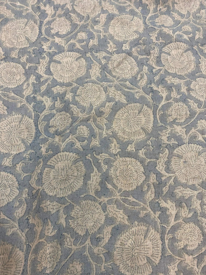 58" inches Hand Block Printed Linen Fabric , Home Decor Best Linen Fabric for decor, pillows ,upholstery, curtain - Maple Village Lane