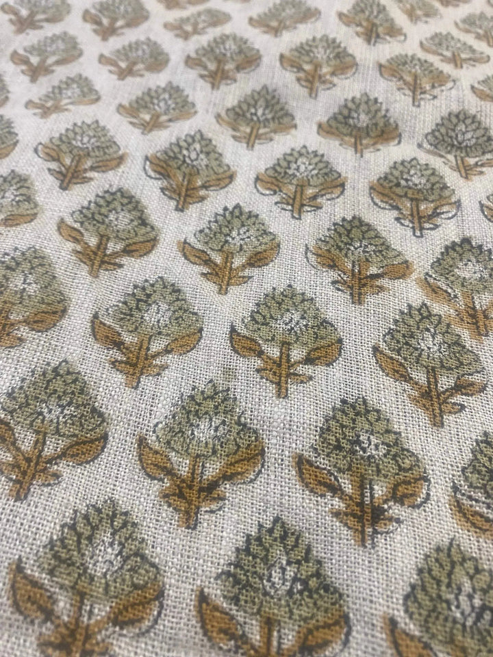58" inches Hand Block Printed Linen Fabric , Home Decor Best Linen Fabric for decor, pillows ,upholstery, curtain - Maple Village Lane