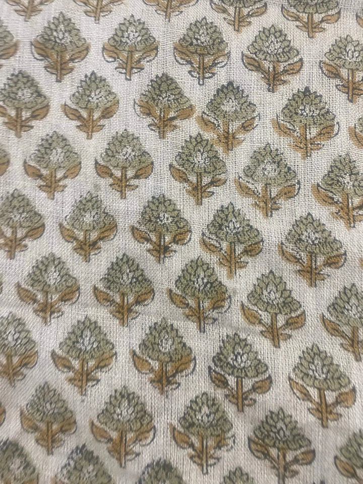 58" inches Hand Block Printed Linen Fabric , Home Decor Best Linen Fabric for decor, pillows ,upholstery, curtain - Maple Village Lane