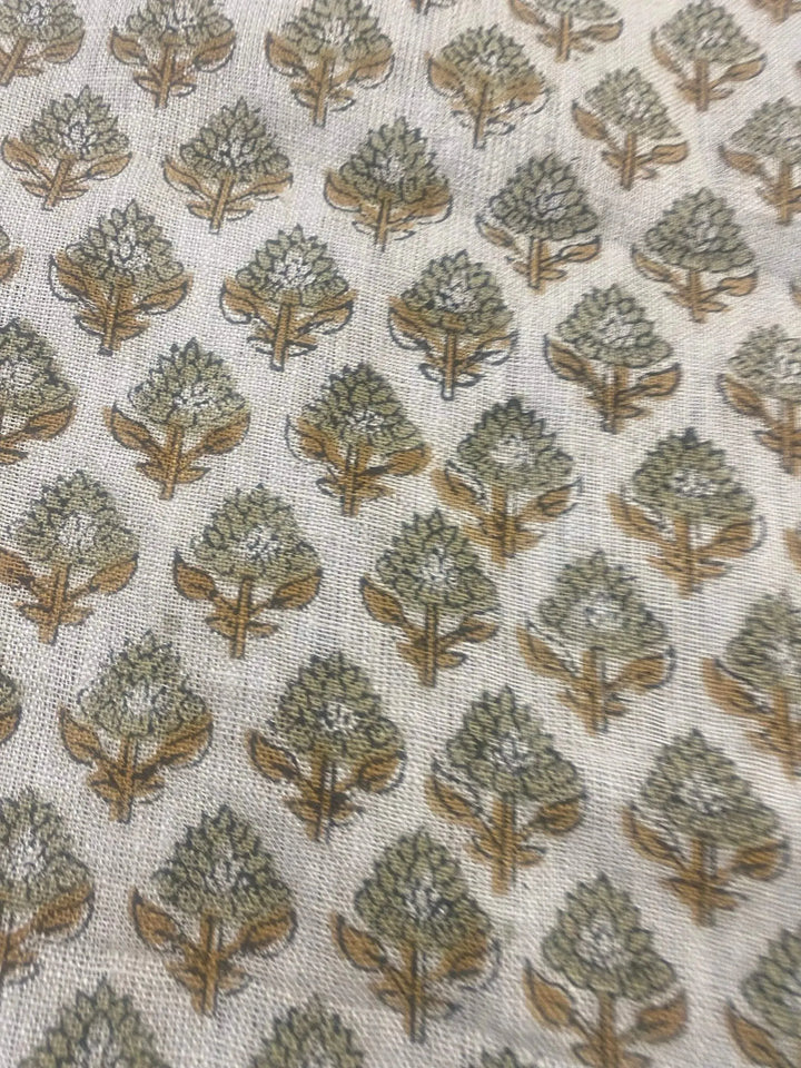 58" inches Hand Block Printed Linen Fabric , Home Decor Best Linen Fabric for decor, pillows ,upholstery, curtain - Maple Village Lane