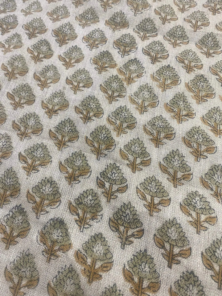 58" inches Hand Block Printed Linen Fabric , Home Decor Best Linen Fabric for decor, pillows ,upholstery, curtain - Maple Village Lane