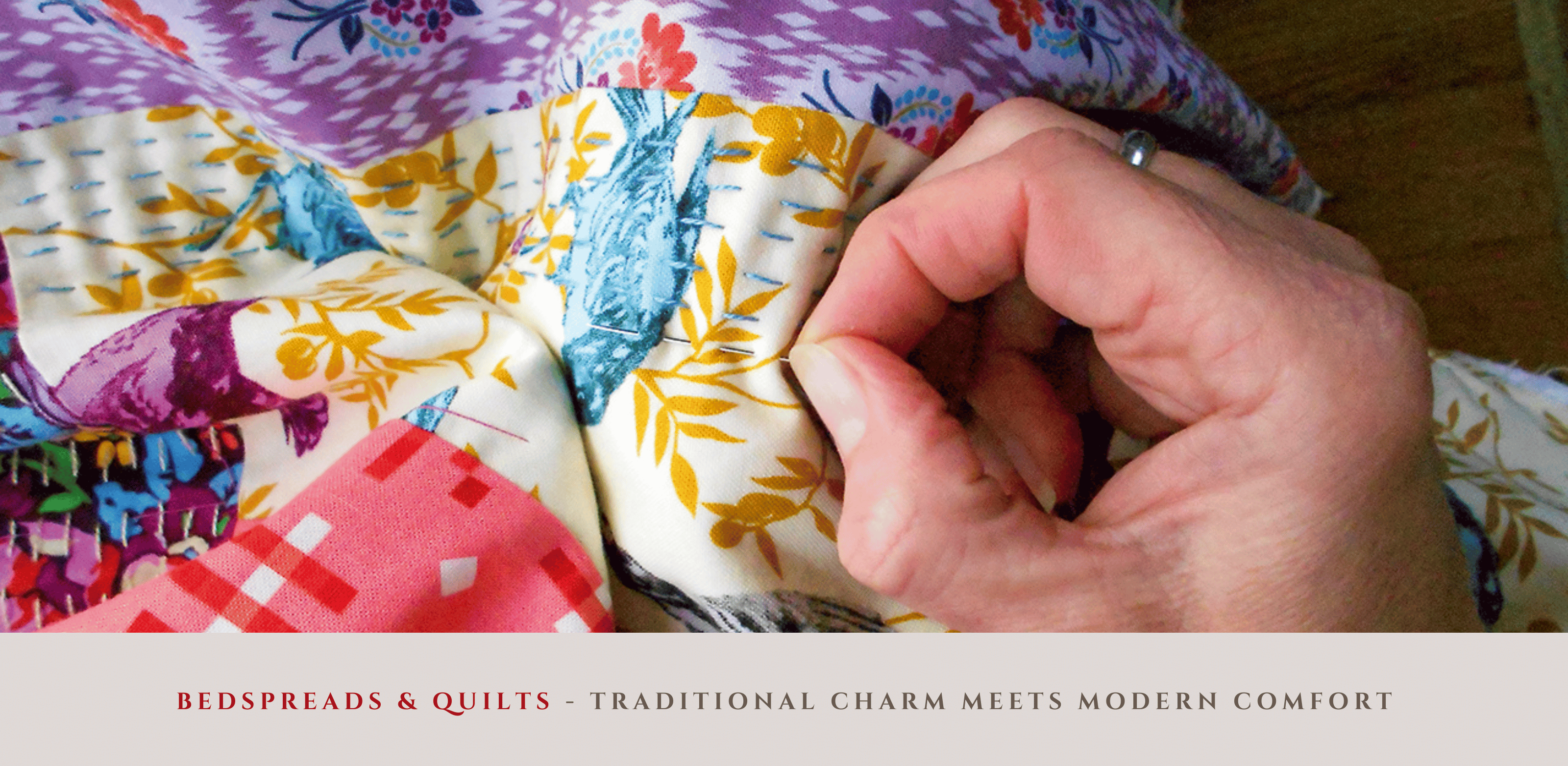 Safety & Craft: An artisan in Jaipur hand-stamping and quilting a small-scale geometric pattern using non-toxic mineral dyes, highlighting our commitment to a healthy home through heritage craft.